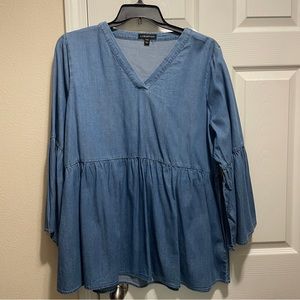 Denim Poplin top